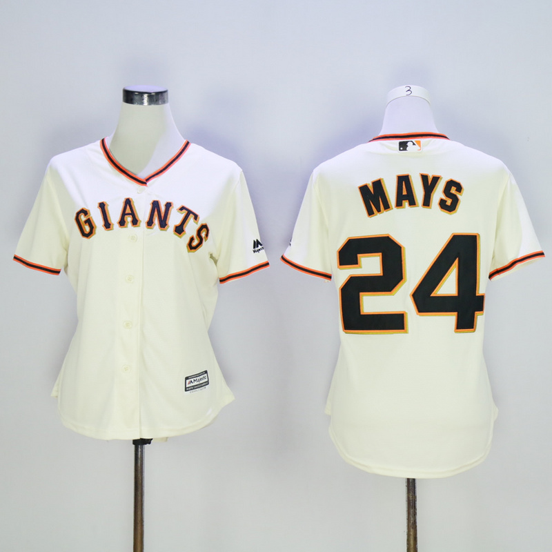 Women San Francisco Giants 24 Mays Cream MLB Jerseys